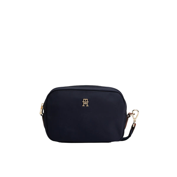 Borsa Donna in nylon monocolore, a tracolla, con logo metallico